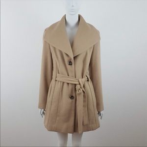 Calvin Klein Beige Wool Belted Coat 🧥